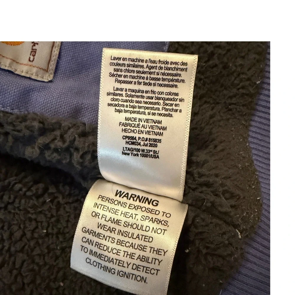 Carhartt Active Jacket Kids XXS 4-5 Blue Sherpa Lined Duck Canvas Hooded Coat